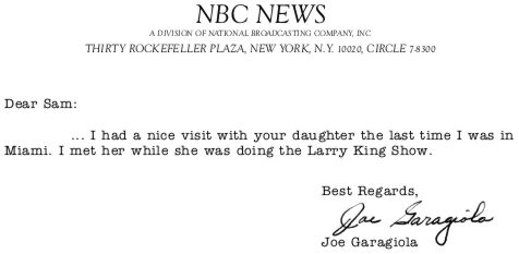 Joe Garagiola Letter